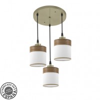 Distribuidor - Lâmpadas Diversas | Lâmpadas Modernas | PLAFON CLOE 3XE27 CUERO/BLANCA-MADERA OSCURA REGX42X42 CM Ref: 175483084